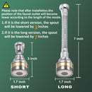 Multi-Function Rotating Faucet Aerator – 360° Swivel Kitchen Sink Extender with Adjustable Flow Modes, 3-inch & 7-inch Lengths, Anti-Splash Sprayer for Washing, Cleaning, and Filling (Silver,Short)