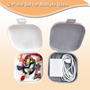 2-Piece Mini Storage Box Set for Cables, Chargers & Jewelry – Portable Organizer with Leather Handle and Snap Closure for Desk or Travel (White & Gray)