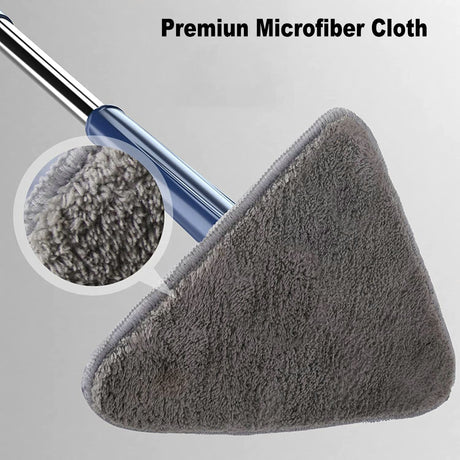 360° Rotating Triangular Floor Mop with Auto-Squeeze System – Easy Twist, No-Hand Squeezing, Reusable Microfiber Cloths for Hard Floors, Windows, and Corners (Blue)