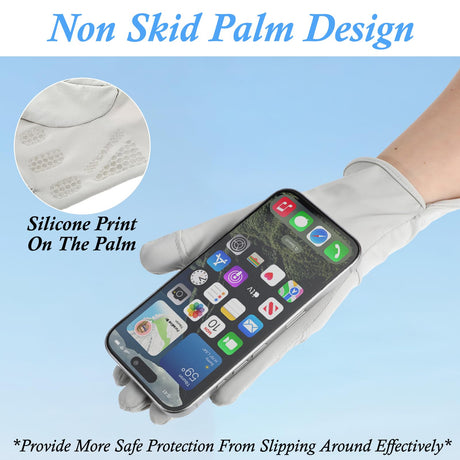 UV Protective Driving Gloves for Women – UPF 50+ Sunscreen Gloves with Touchscreen Function & Anti-Slip Palm, Long Cuff for Hiking, Cycling, Fishing, Golfing (Grey)