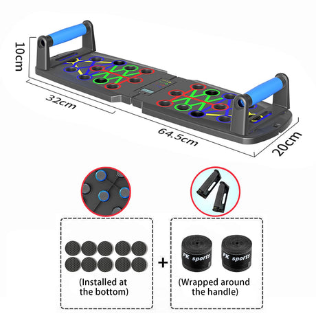 Smart Push-Up Bar with Counter & Timer – Foldable Home Workout Board for Chest, Shoulders, Back & Triceps Training (Black)