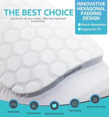 Honeycomb Knee Pads for Kids, Teens & Adults – Protective Compression Knee Guards for Basketball, Football, Cycling & Running(White,M)