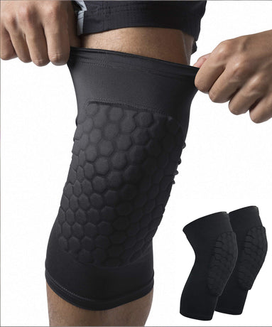 Honeycomb Knee Pads for Kids, Teens & Adults – Protective Compression Knee Guards for Basketball, Football, Cycling & Running(Black,XL)