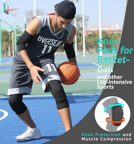 Honeycomb Knee Pads for Kids, Teens & Adults – Protective Compression Knee Guards for Basketball, Football, Cycling & Running(Black,XL)