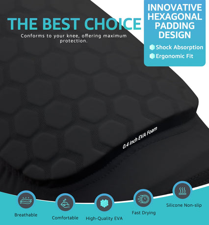 Honeycomb Knee Pads for Kids, Teens & Adults – Protective Compression Knee Guards for Basketball, Football, Cycling & Running(Black,XL)