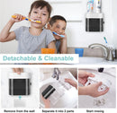 Wall-Mounted Toothbrush Holder & Automatic Toothpaste Dispenser with Magnetic Dust Cover for Family Bathroom (Black)
