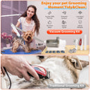 All-in-One Pet Grooming Vacuum Kit with Electric Clipper & Brushes for Dogs and Cats, Low Noise & Strong Suction (Grey)