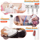 All-in-One Pet Grooming Vacuum Kit with Electric Clipper & Brushes for Dogs and Cats, Low Noise & Strong Suction (Grey)
