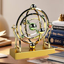 Celestial Orbit Perpetual Motion Pendulum, Kinetic Art Desk Decor 3D Space,Battery Powered Perpetual Motion Machine, Kinetic Art Desk Decor Science, Magnetic Balance Model for Home Or Office (Gold)