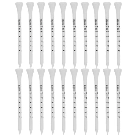 Golf Tee Pack of 100 with Measurement Scale – White Plastic Tees for Driving Range, Practice & Tournament Use (White)