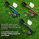 Golf Club Cleaning Brush Set with Retractable Zip Line – 3-Pack Dual-Sided Brush for Deep Groove Cleaning (Blue)