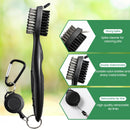 Golf Club Cleaning Brush Set with Retractable Zip Line – 3-Pack Dual-Sided Brush for Deep Groove Cleaning (Blue)