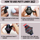 360° Golf Ball Line Marker with 2 Pens – Full Coverage Alignment Tool for Putt, Driver & Irons (Blue)
