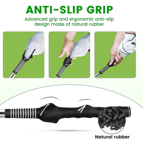 Retractable Golf Swing Trainer with Click Sound – Black Adjustable Tempo Training Aid for Home, Office & Driving Range Practice (Black)