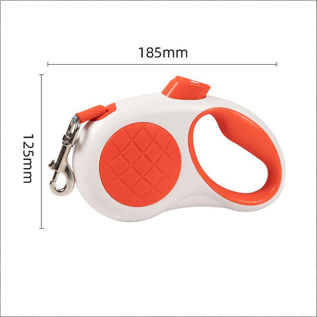 Retractable Dog Leash – 16.5 ft Automatic Walking Lead with One-Hand Brake Lock & Anti-Tangle Nylon Tape – Heavy-Duty 55 lb Capacity – Ideal for Small to Medium Dogs (White & Orange)