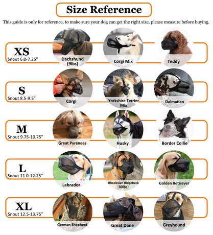 Soft Mesh Dog Muzzle for Small Medium Large Dogs – Breathable Adjustable Anti-Bite Chewing Guard with Overhead Strap – Fits Labrador, German Shepherd, Golden Retriever – 5 Sizes (Grey,XS)