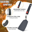 3-Piece Silicone Spatula Set with Stainless Steel Core, 600°F Heat Resistant Turner for Nonstick Cookware, Flexible Kitchen Utensils for Eggs, Fish, Pancakes, Burgers (Black)