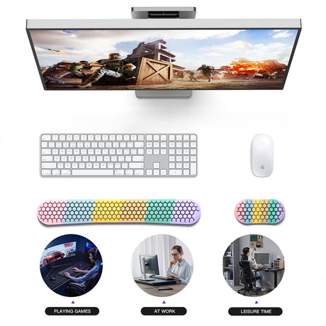 Ergonomic Silicone Wrist Rest Set – Keyboard & Mouse Support Pad with Honeycomb Design for Office, Gaming, and Home Use (Rainbow)