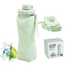 Collapsible Silicone Water Bottle 600ML – Foldable, Leak-Proof, BPA-Free, Portable Outdoor Sports Bottle with Carrying Strap – Compact Design for Hiking, Gym, Travel (Green)