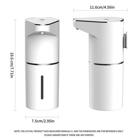 Automatic Sensor Foam Soap Dispenser – 350mL Rechargeable Touchless Hand Soap Pump with 3 Adjustable Levels & Type-C Charging (White)