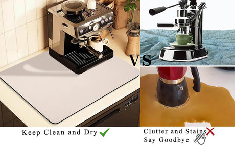 Kitchen Counter Mat for Coffee Maker – Absorbent & Quick-Dry Bar Pad with Non-Slip Backing, Protective Surface for Espresso Machine, Dish Drying Mat (Beige,30*50cm)