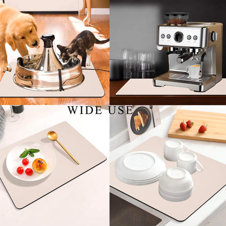 Kitchen Counter Mat for Coffee Maker – Absorbent & Quick-Dry Bar Pad with Non-Slip Backing, Protective Surface for Espresso Machine, Dish Drying Mat (Beige,50*80cm)