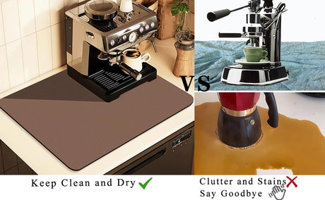 Kitchen Counter Mat for Coffee Maker – Absorbent & Quick-Dry Bar Pad with Non-Slip Backing, Protective Surface for Espresso Machine, Dish Drying Mat (Brown,50*80cm)