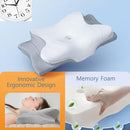 High-Performance Butterfly Memory Foam Pillow – 15° Cervical Support, Cooling Gel Cover, Ergonomic Contour Design for Neck Pain Relief & Deep Sleep – Ideal for Side & Back Sleepers (White & Gray)