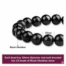 10mm Natural Black Obsidian Beaded Bracelet for Men and Women – Stretchable Healing Crystal Jewelry with Elastic Band, Protective Energy Stone Gift for Birthday, Valentine’s Day, Meditation (Black)