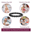 10mm Natural Black Obsidian Beaded Bracelet for Men and Women – Stretchable Healing Crystal Jewelry with Elastic Band, Protective Energy Stone Gift for Birthday, Valentine’s Day, Meditation (Black)