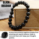 10mm Natural Black Obsidian Beaded Bracelet for Men and Women – Stretchable Healing Crystal Jewelry with Elastic Band, Protective Energy Stone Gift for Birthday, Valentine’s Day, Meditation (Black)