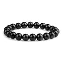 12mm Natural Black Obsidian Beaded Bracelet for Men and Women – Stretchable Healing Crystal Jewelry with Elastic Band, Protective Energy Stone Gift for Birthday, Valentine’s Day, Meditation (Black)