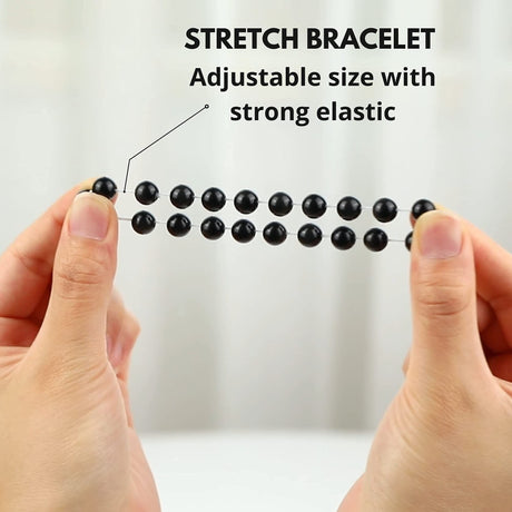 12mm Natural Black Obsidian Beaded Bracelet for Men and Women – Stretchable Healing Crystal Jewelry with Elastic Band, Protective Energy Stone Gift for Birthday, Valentine’s Day, Meditation (Black)