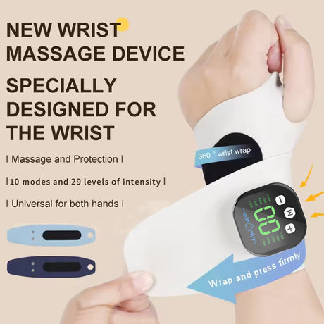 Smart Heated Wrist Support with Vibration Massage – 3 Heat Levels & 10 Modes for Comfort, Recovery & Daily Use (Blue) | White Version Available In-Store