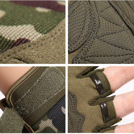Tactical Fingerless Gloves with Knuckle Protection – Breathable Outdoor Gloves for Shooting, Hunting, Cycling, and Training (Black,L)