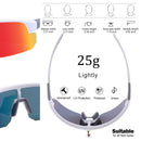 High-End Polarized Sports Sunglasses for Men Women – UV400 Protection, Anti-Fog, Lightweight TR90 Frame, Removable Lens, Ideal for Cycling, Running, Fishing, Golf (White & Red)