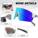 High-End Polarized Sports Sunglasses for Men Women – UV400 Protection, Anti-Fog, Lightweight TR90 Frame, Removable Lens, Ideal for Cycling, Running, Fishing, Golf (White & Blue)