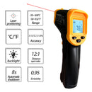 Infrared Thermometer Gun – Non-Contact Digital Laser Temp Meter for Cooking, HVAC, Automotive & Industrial Use, -50°C to 500°C, Backlit LCD, 12:1 D:S Ratio (Black/Yellow)