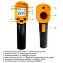Infrared Thermometer Gun – Non-Contact Digital Laser Temp Meter for Cooking, HVAC, Automotive & Industrial Use, -50°C to 500°C, Backlit LCD, 12:1 D:S Ratio (Black/Yellow)