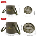 Multi-Use Collapsible Bucket – Foldable Camping Container with Dual Handles, 10L/20L Capacity, Supports 22 lbs or 44 lbs, Waterproof PVC Mesh for Fishing, Washing, Picnics & Outdoor Use (Forest Green,Trumpet)