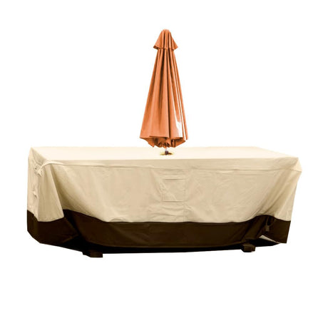 Patio Table & Chair Cover with Umbrella Hole: Water-Resistant Outdoor Furniture Cover for Rectangular/Oval Garden Sets (274x208x58 cm LxWxH)