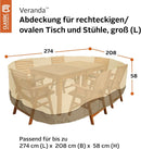 Patio Table & Chair Cover with Umbrella Hole: Water-Resistant Outdoor Furniture Cover for Rectangular/Oval Garden Sets (274x208x58 cm LxWxH)