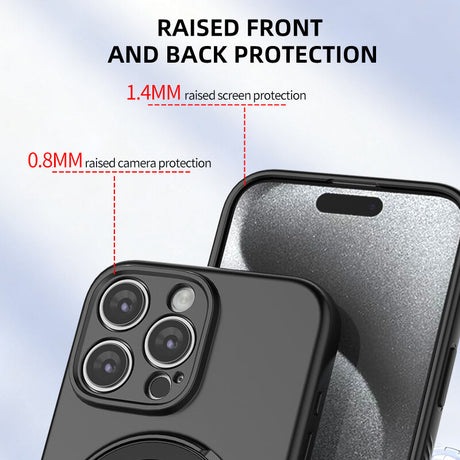 Magnetic Shockproof Case with 360-Degree Rotating Ring Stand for iPhone 16 Pro Max – Slim Protective Phone Cover with Airbag Corners and Wireless Charging Support for Home, Office, Travel and Daily Use (Blue)