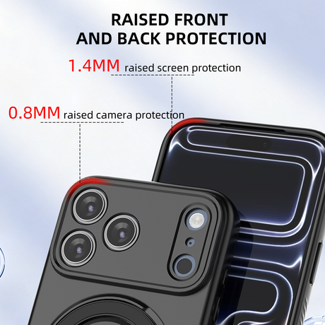 Magnetic Shockproof Case with 360-Degree Rotating Ring Stand for iPhone 17 Pro Max – Slim Protective Phone Cover with Airbag Corners and Wireless Charging Support for Home, Office, Travel and Daily Use (Grey)