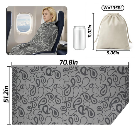 Premium Travel Blanket – Ultra-Soft Knit Wrap for Airplane, Car, Office Naps, and Gifts – Lightweight, Breathable, and Stylish with Storage Bag (Black)