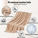 Premium Travel Blanket – Ultra-Soft Knit Wrap for Airplane, Car, Office Naps, and Gifts – Lightweight, Breathable, and Stylish with Storage Bag (Khaki)