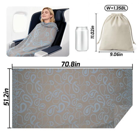 Premium Travel Blanket – Ultra-Soft Knit Wrap for Airplane, Car, Office Naps, and Gifts – Lightweight, Breathable, and Stylish with Storage Bag (Blue)