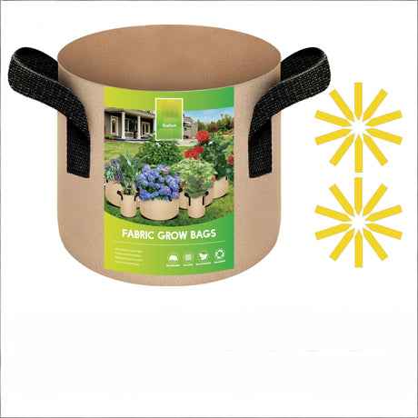 10-Pack 1-Gallon Fabric Grow Bags – Heavy-Duty Breathable Non-Woven Plant Pots with Handles for Vegetables, Herbs, Flowers (Camel)