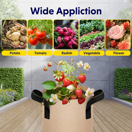 5-Pack 7-Gallon Fabric Grow Bags – Heavy-Duty Breathable Non-Woven Plant Pots with Handles for Vegetables, Herbs, Flowers (Camel)