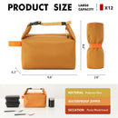 Foldable Lunch Bag – Reusable Insulated Cooler Tote with Waterproof Zipper, Leak-Proof Design, Lightweight & Compact, Ideal for Work, School, Picnic, Travel (Yellow)